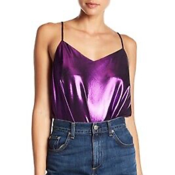 Free People Tops - Free People Satin Purple Bodysuit